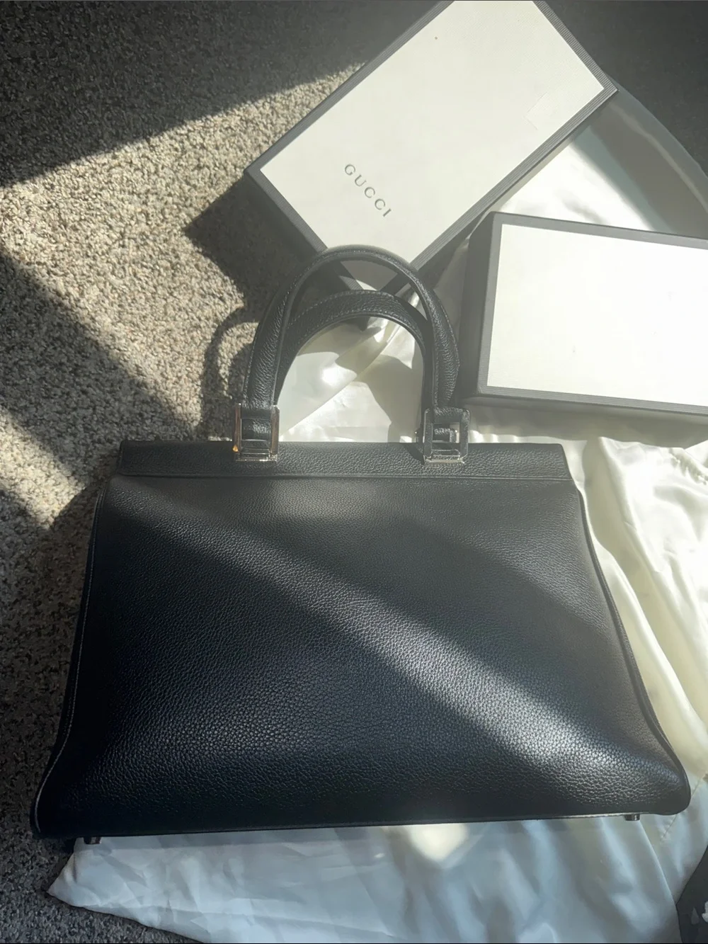 Gucci Black Top Handle Zumi with Two-tone Hardware and Horsebit